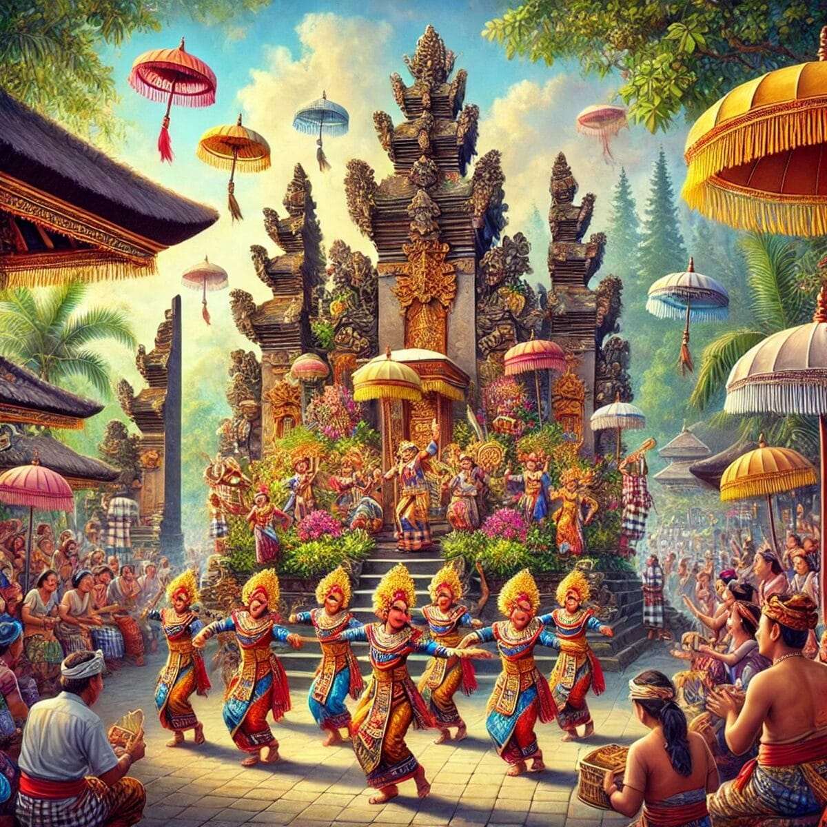 Balinesische Frauen in traditioneller Kleidung während einer Zeremonie auf Bali