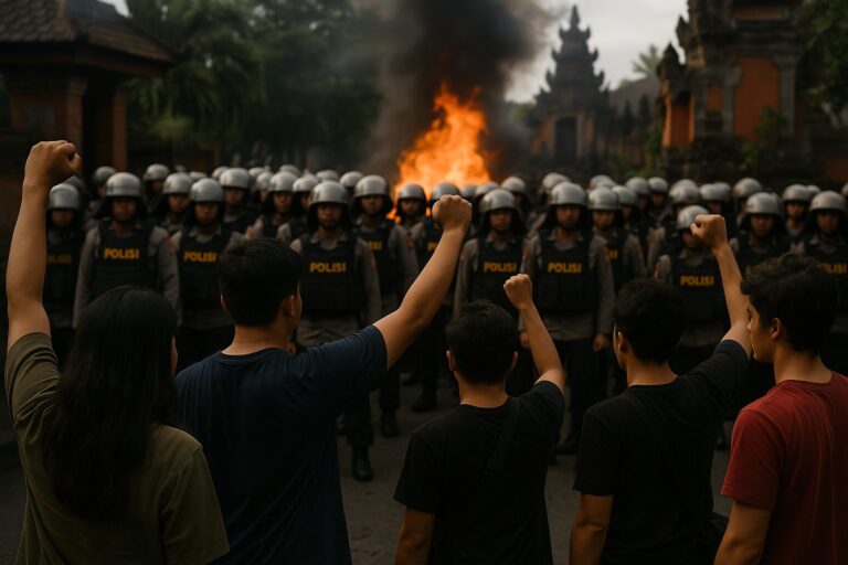 Proteste in Denpasar 2025, Polizei sichert Straßen